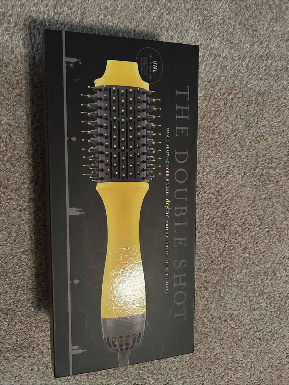 Drybar Double Shot Oval Blow Dryer Brush in Bright Yellow with Gold Accents